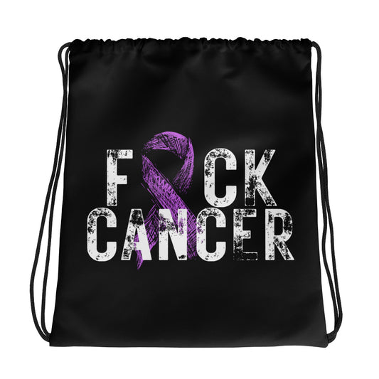 F*ck Cancer Purple Ribbon Drawstring Bag