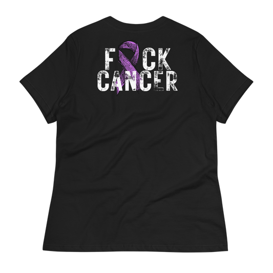 Women's F*ck Cancer Purple T-Shirt (Back Print)