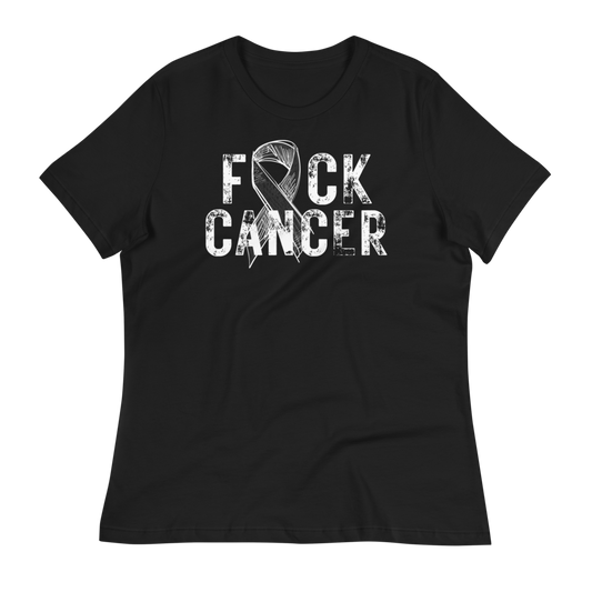 Women's F*ck Cancer white Ribbon T-Shirt